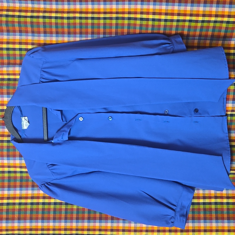 Beautiful Blueberry Colored Blouse Vintage Sz "14" Fits M/L